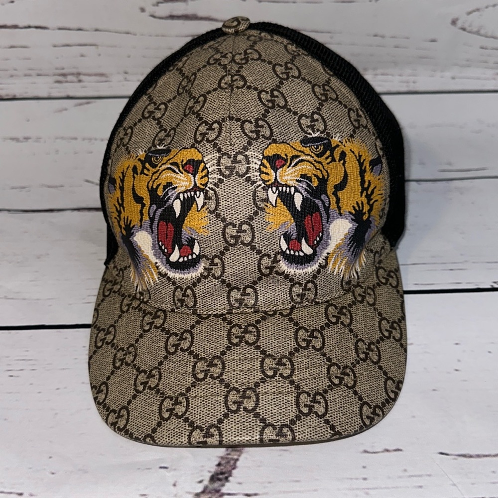 Gucci GG Mesh Lion Supreme Adjustable Hat